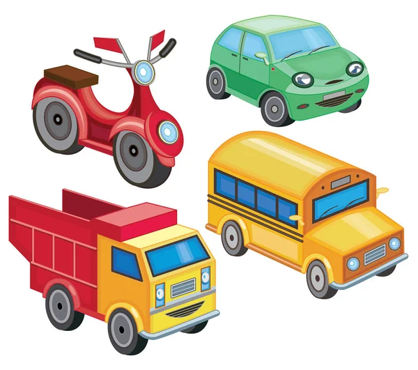 Conjunto Juguetes Transporte Ilustración Vectorial — Archivo Imágenes Vectoriales