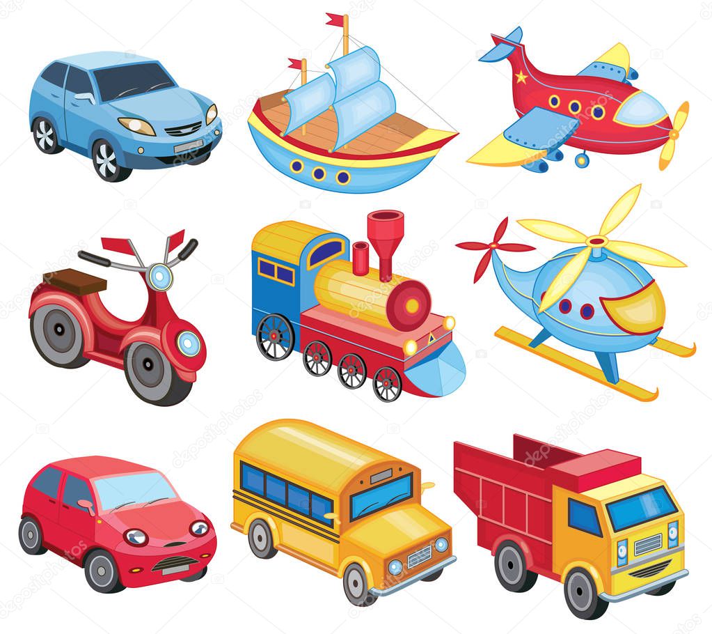 set of transport toys (vector illustration)