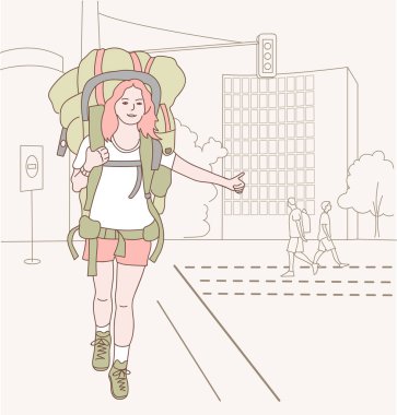 kadın ile seyahat için taşıma alıcı sırt çantası  