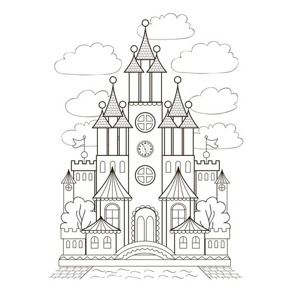 Fairy Kasteel Voor Coloring Boek — Stockvector