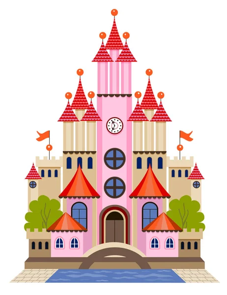 Colorido Castillo Hadas Sobre Fondo Blanco — Vector de stock