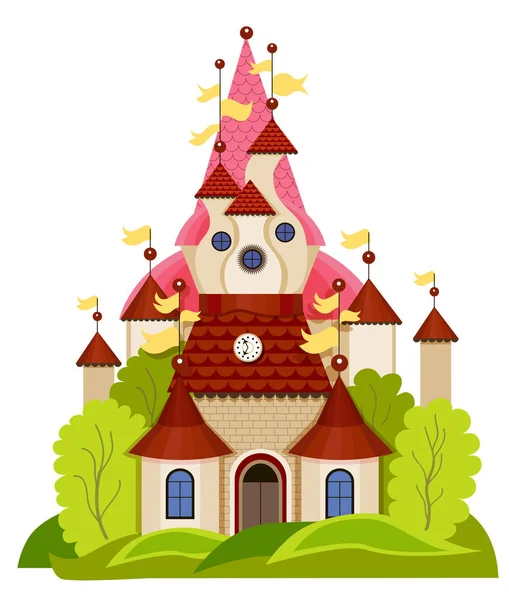 Colorido Castillo Hadas Sobre Fondo Blanco — Vector de stock