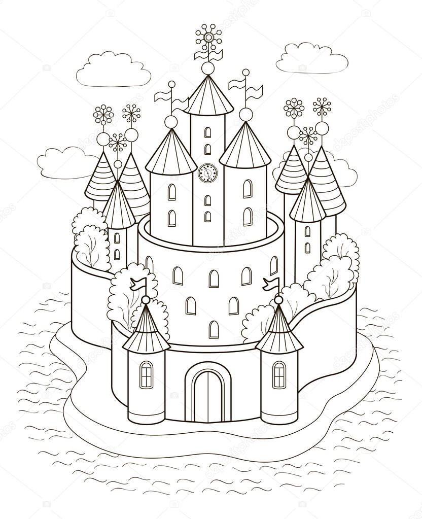 fairy castle for coloring book