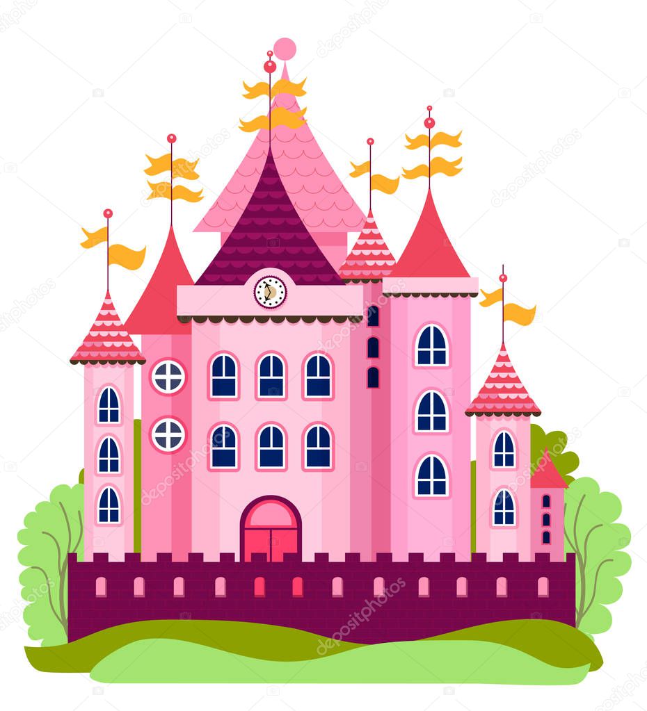 colorful fairy castle on white background 