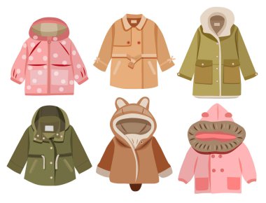 moda çocuk giyim koleksiyonu vektör illüstrasyon