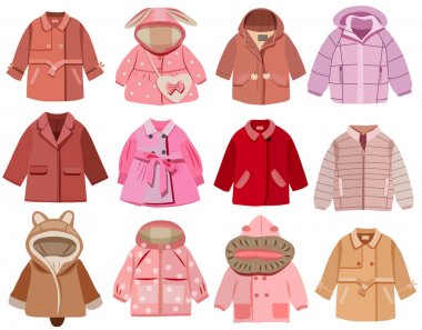 moda çocuk giyim koleksiyonu vektör illüstrasyon