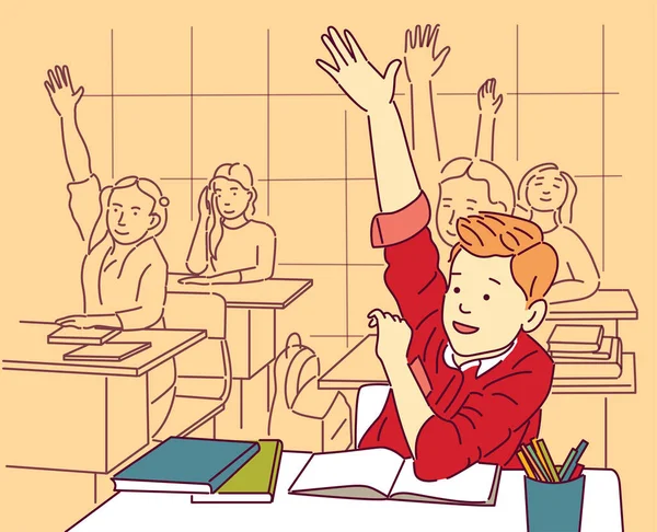 Ilustração Desenho Animado Vetorial Alunos Escola Lição Sala Aula —  Vetores de Stock