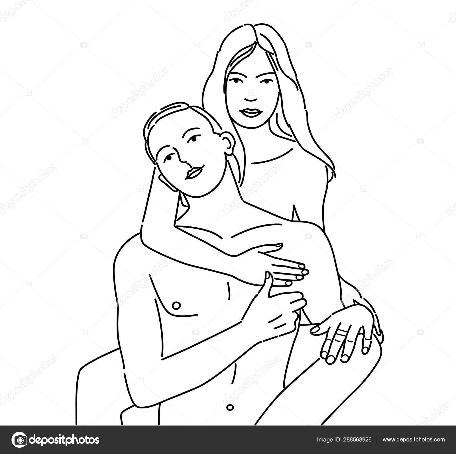 Hand Drawn Cartoon Romantic Couple Coloring Book Page Stock Vector by ©evaletova 288568926 photo