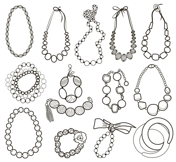 Collection Bijoux Avec Pierres Précieuses Illustration Vectorielle — Image vectorielle