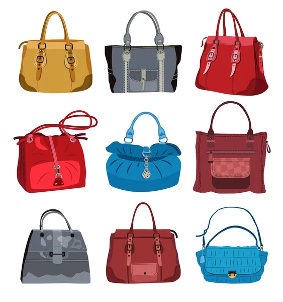 ファッショナブルな女性用バッグのコレクション — ストックベクタ