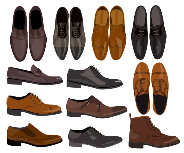 Collection Chaussures Homme Isolées Sur Fond Blanc — Image vectorielle