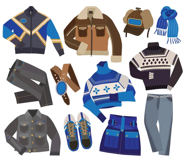 Set Winter Clothing Men — Stock Vector