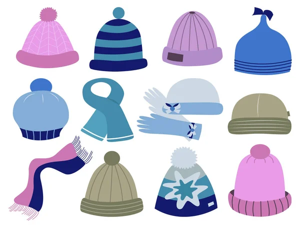 Collection Fashionable Caps Vector Illustration — Stock Vector