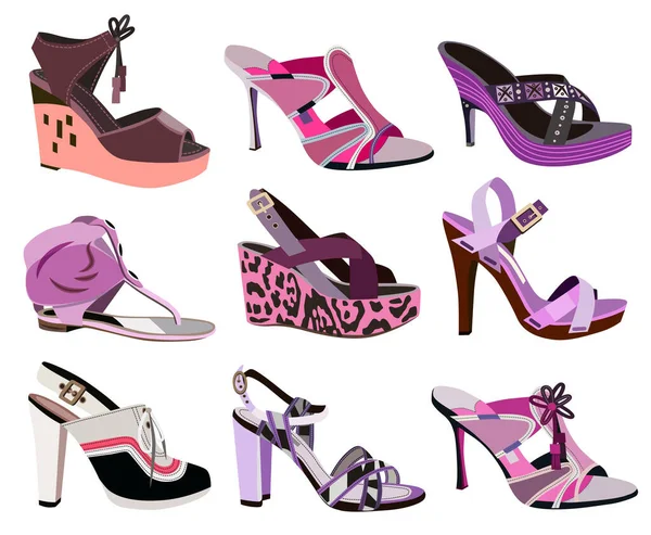 Набір Модного Взуття Векторна Ілюстрація Стокова Ілюстрація
