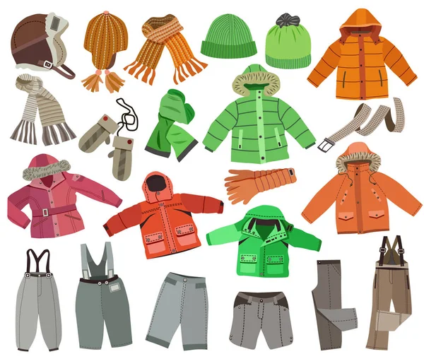Колекція Зимового Дитячого Одягу Ліцензійні Стокові Вектори