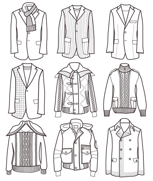 Collection Men Jackets Isolated White Background Stock Illustration