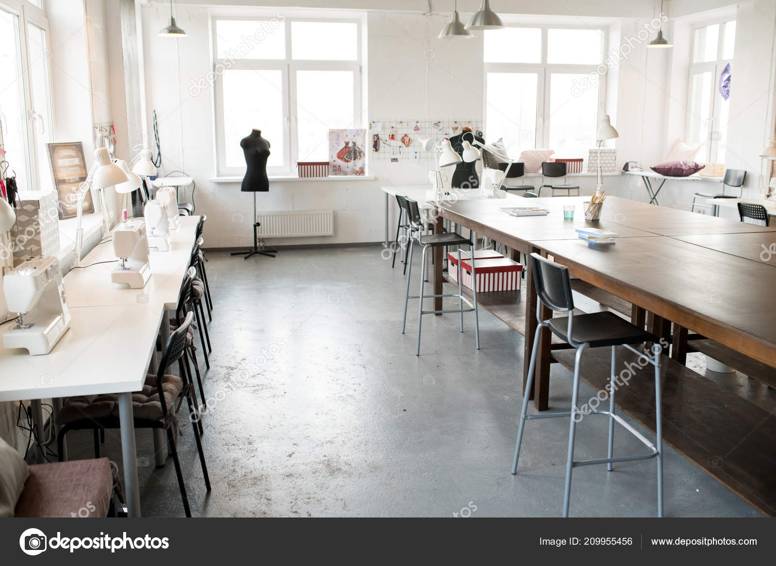 Interior Modern Atelier Workshop Wooden Workstation