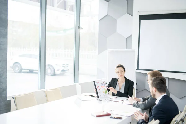 High Angle View Group Modern Business People Sitting Meeting Table — Stock Photo, Image