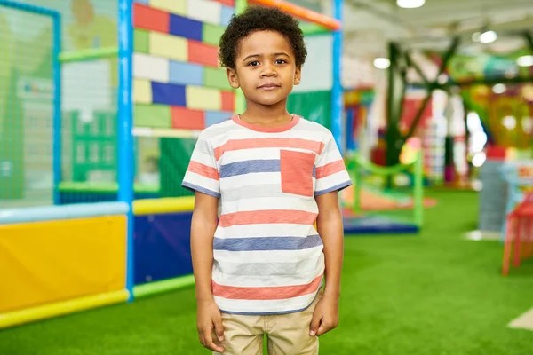 Colorful Portrait Cute African American Boy Standing Looking Camera Children — Stock Photo, Image