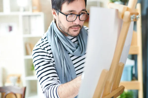Hombre Moda Trabajando Dibujo Ilustración Con Lápiz Sobre Papel Pie —  Fotos de Stock