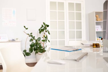 Arka plan resmi boş Doktorlar ofis iç kopya alanı modern özel kliniğinde