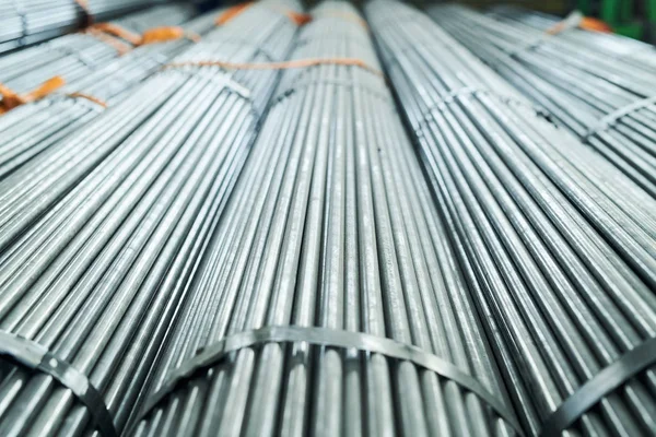 Stacks Black Metal Pipes Ready Shipping Production Workshop Metalworking Plant — Stock Photo, Image