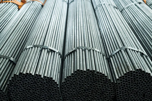 Background Black Metal Pipes Ready Shipping Production Workshop Metalworking Plant — Stock Photo, Image