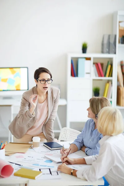 Group Successful Businesswomen Collaborating Design Project Studio Copy Space — Stock Photo, Image