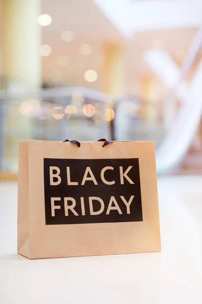 Hintergrundbild Von Black Friday Einkaufstasche Auf Dem Boden Mall Kopierraum — Stockfoto