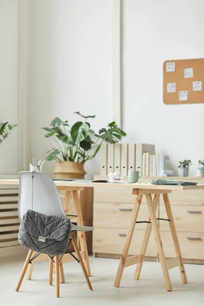 Hintergrundbild Voller Länge Von Gemütlichen Homeoffice Arbeitsplatz Mit Minimalem Und — Stockfoto