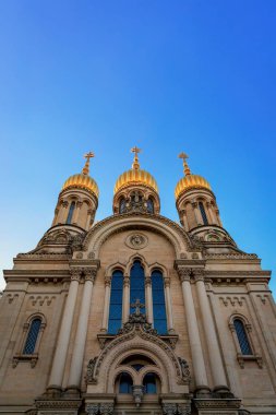 Rus Ortodoks Kilisesi St Elizabeth Neroberg üzerinde Wiesbaden'da altın kubbe.