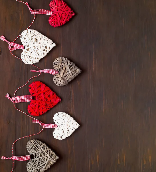 stock image  Love or Valentines Day concept. Wooden background with hearts. 