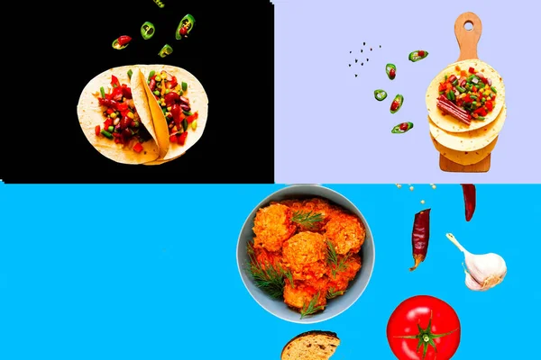 Collage de comida tradicional mexicana . —  Fotos de Stock