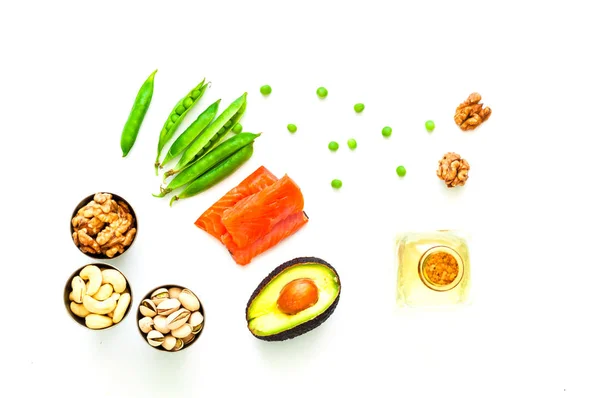 Ingredientes para la dieta cetogénica. El concepto de alimentación saludable. Primer plano — Foto de Stock