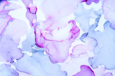 Handmade painting abstract texture alcohol inks. Colorful background of purple and blue. Decorative marble backdrop.Trendy color or positive emotion