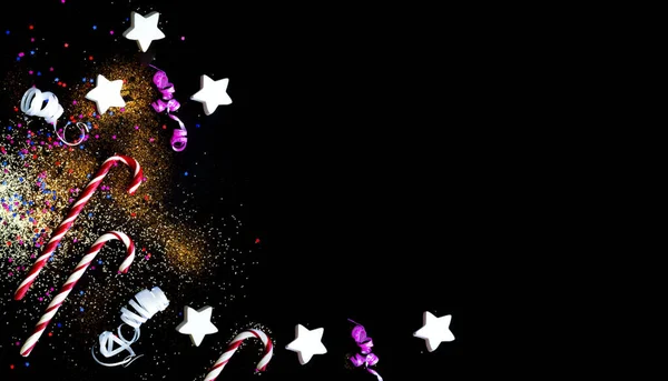 Рождественский Фон Конфетти Золотыми Блестками Размытый Эффект Концепция Праздничного Фона — стоковое фото