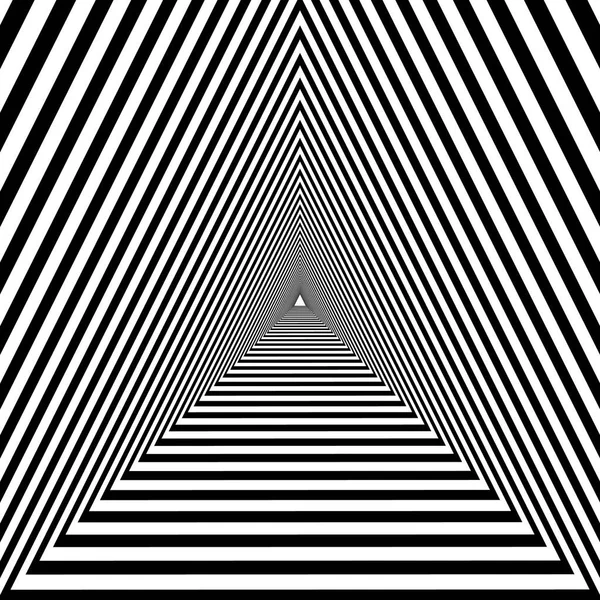 üçgen tünel, siyah ve beyaz geometrik psychedelic optik drawin