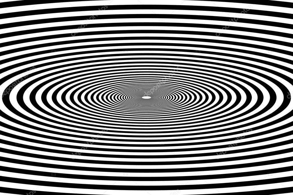 oval tunnel, black and white geometric psychedelic optical drawin