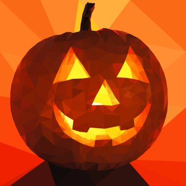 korkunç Turuncu kabak Cadılar Bayramı'nda yanan turuncu arka plan üzerinde gülüyor