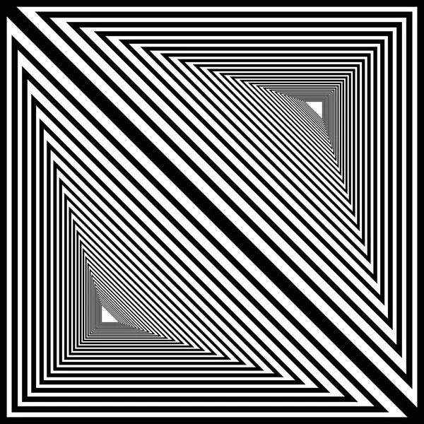 Çift üçgen geometrik çizgili tünel, siyah ve beyaz çizim, psychedelic, optik illüzyon