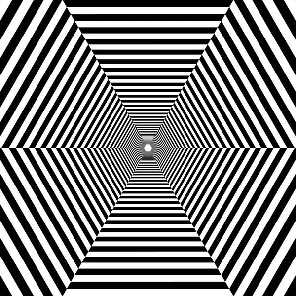 altıgen çizgili tünele dışarı psychedeli mesafe, siyah ve beyaz geometrik desen, optik illüzyon