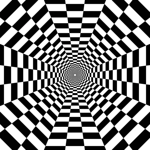 Túnel Octogonal Distancia Patrón Geométrico Blanco Negro Ilusión Óptica Psychedeli — Vector de stock