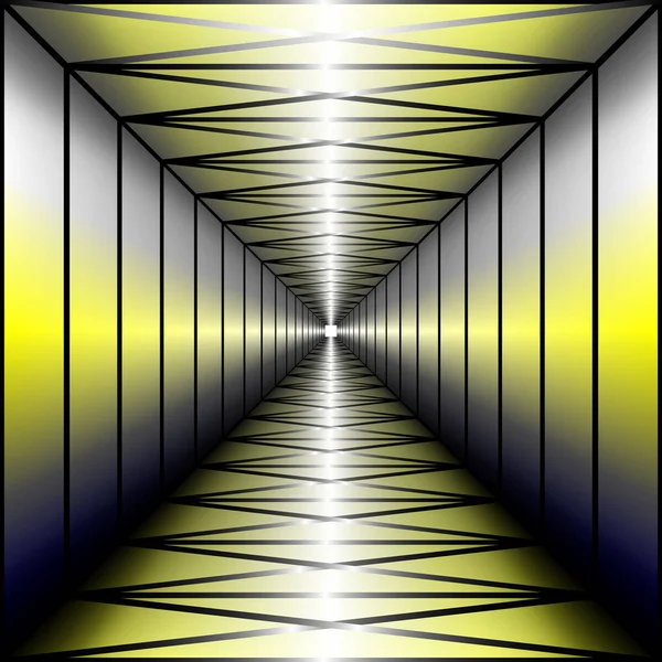 Tunnel Lumineux Géométrique Étirant Dans Distance Illusion Optique — Image vectorielle