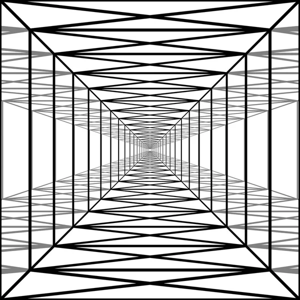 Long Corridor Transparent Walls Geometric Tunne — Stock Vector