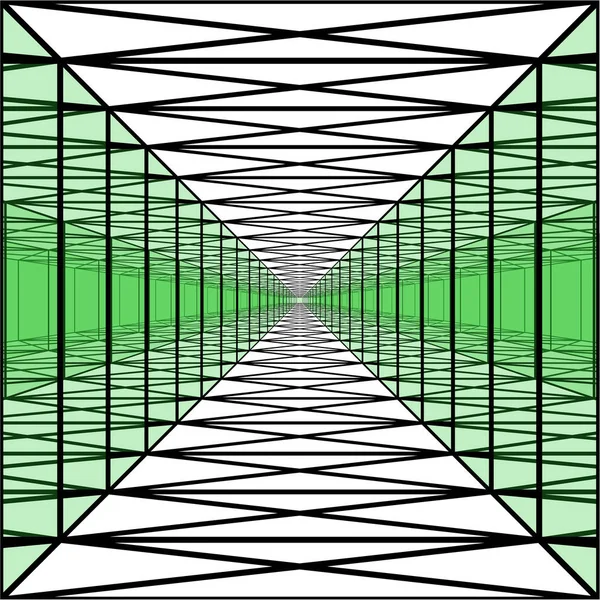 şeffaf duvarlar, geometrik tünel, perspecti ile uzun koridor