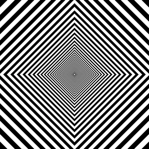 Psychedelic tunnel, chessboard pattern in black and white, rhomb — Stock Vector