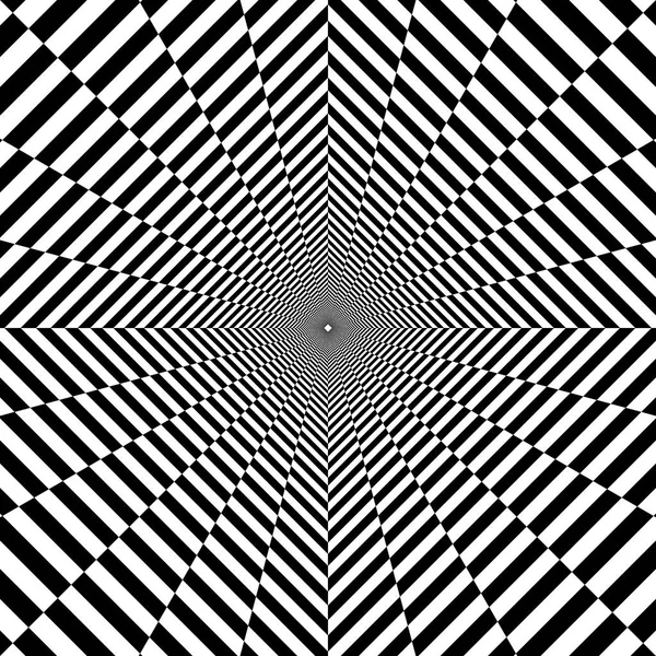 Psychedelische tunnel, patroon in zwart-wit, Rhombus, optisch — Stockvector