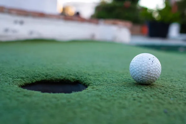 Golf Ball Hole Minigolf Field — Stock Photo, Image