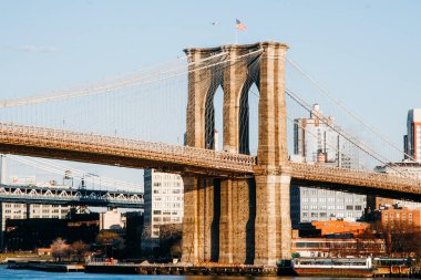 New York, ABD. Şubat 2009. Brooklyn Day Köprüsü 'nün panoramik manzarası.