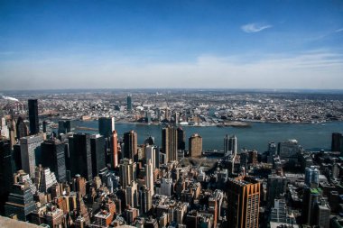 New York, ABD. Şubat 2009. Empire State Manhattan Adası panoramik görünümü